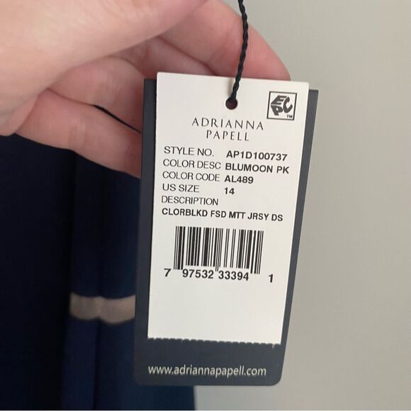 Adrianna Papell Women's Colorblocked Matte Jersey Fit and Flare Women's 14 NWT - Picture 7 of 10